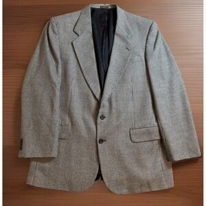 Oscar De La Renta Vintage Tweed Wool Sport Coat Blazer Houndstooth 43L Large